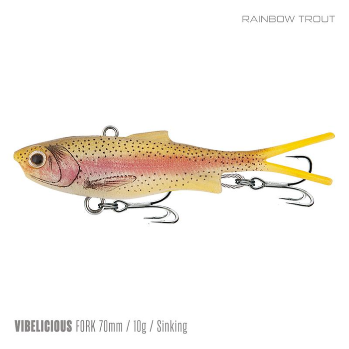 Samaki Vibelicious Fork Tail Vibe 70mm Soft Plastic Fishing Lure Rainbow Trout