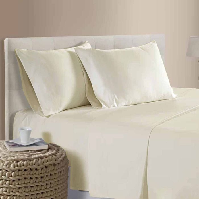 400TC 100% Cotton Sateen Premium Sheet Set 40cm Wall Cream Single