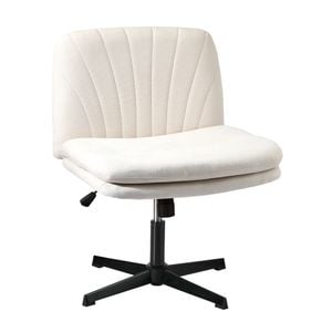Oikiture Armless Office Desk Chair Linen Beige