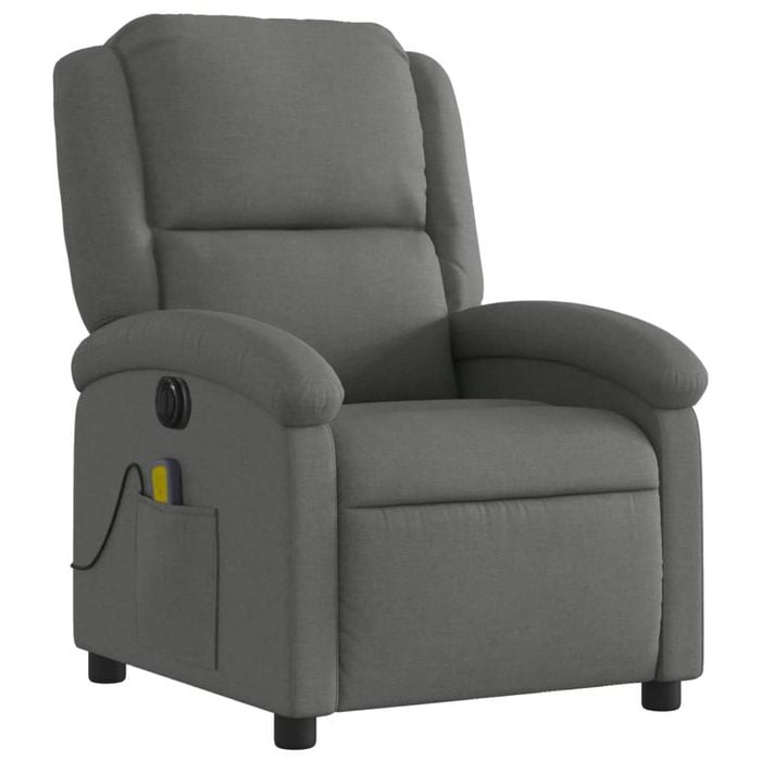 vidaXL Electric Massage Recliner Chair Armchair Single Sofa Dark Grey Fabric