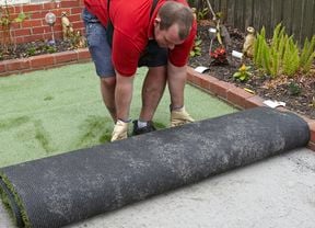 DIY Step Image - How to lay synthetic turf . Blob storage upload.