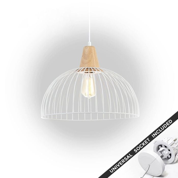 Snap Lighting Strand Timber and Metal Cage Downlight to Pendant Light Conversion Kit White