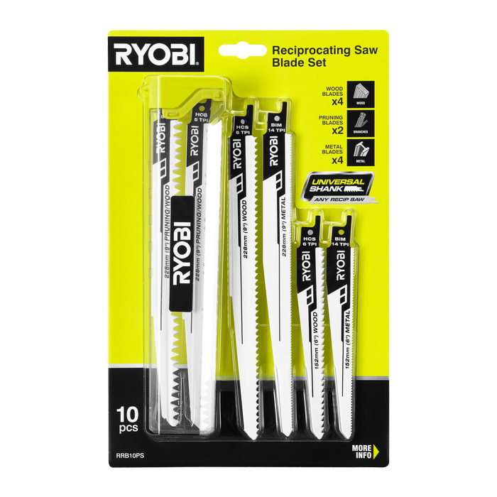 Ryobi 10 Piece Reciprocating Saw Blade Set RRB10PS