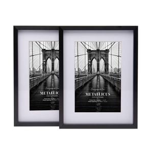 Cooper & Co. 6 x 8inch Mat to 4 x 6inch Set of 2 Black Premium Metallicus Metal Photo Frames