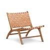 Lazie Teak & Natural Tan Leather Strapping Lounge Chair