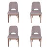 SK Designer Living | Pack of 4 | Maribel Upholstered Boucle Dining Chair | Walnut Legs - Grey Bouclé