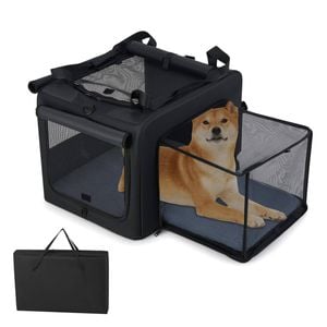 Costway Foldable Pet Carrier Dog Cat Travel Bag W/extendable Mesh Cage