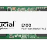 Crucial E100 480GB Gen4 NVMe SSD 4700/2500 MB/s R/W 100TBW 350K/460K IOPS 1.5M hrs MTTF M.2 PCIe4 3yrs <500GB ~Crucial P3 Plus