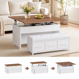 Advwin 95cm 4-in-1 Lift Top Coffee Table with Storage Bench