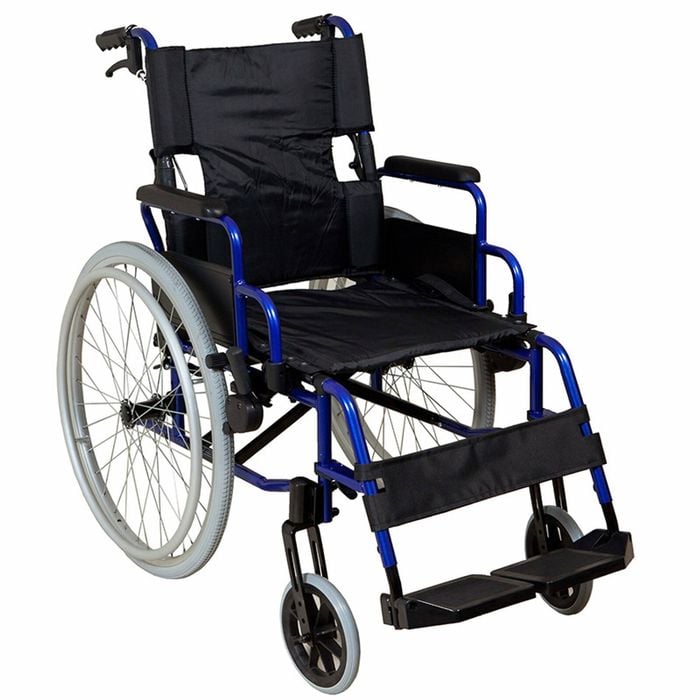 Safety and Mobility Lightweight Aluminium Self-Propelled Wheelchair Blue Frame