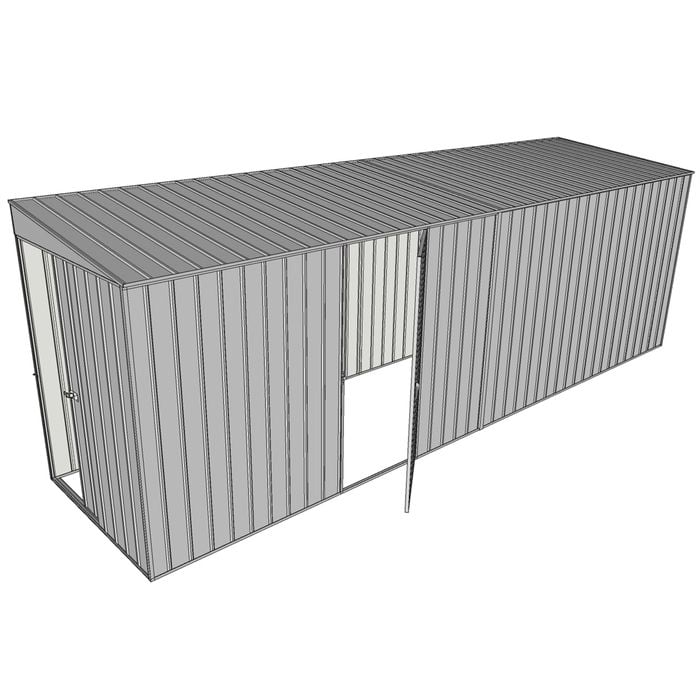 Build-a-Shed 1.5 x 6 x 2m Sliding Door Tunnel Shed With 1 Hinged Side Door - Zinc