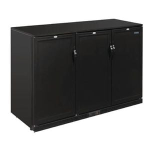 Polar Back Bar Cooler G-series Triple Solid Door Black 900mm 330ltr Commercial Fridge