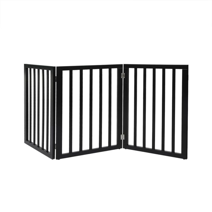 Pawz 3-Panel Wooden Foldable Pet Gate Black
