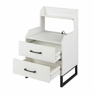 Costway Nightstand Modern Bedside Table End Table Led Bed Side Table