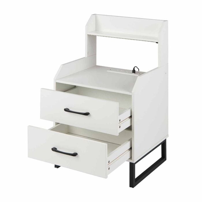 Costway Nightstand Modern Bedside Table End Table Led Bed Side Table