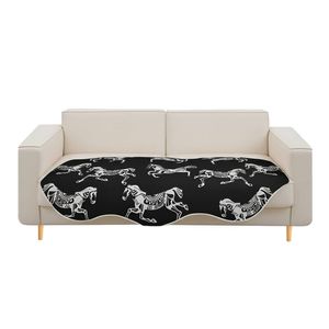 SOGA Sofa Cover Throw Blanket Black Horse Print 4-Seater 90 x 260cm