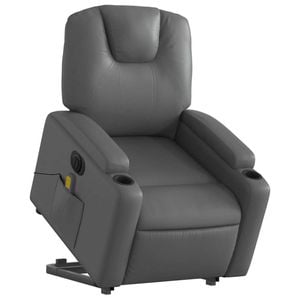 vidaXL Electric Stand up Massage Recliner Chair Armchair Grey Faux Leather