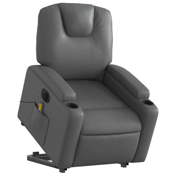 vidaXL Electric Stand up Massage Recliner Chair Armchair Grey Faux Leather