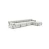 Foret 5 Seater Sofa Modular Arm Ottoman Tufted Velvet Lounge Couch Chaise Beige