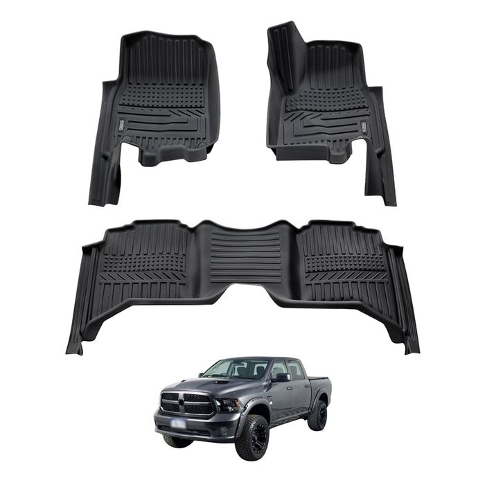 AUSGO Car Floor Mats for RAM 1500 DS Series Crew Cab 2017-2022 All-Weather Floor Liners