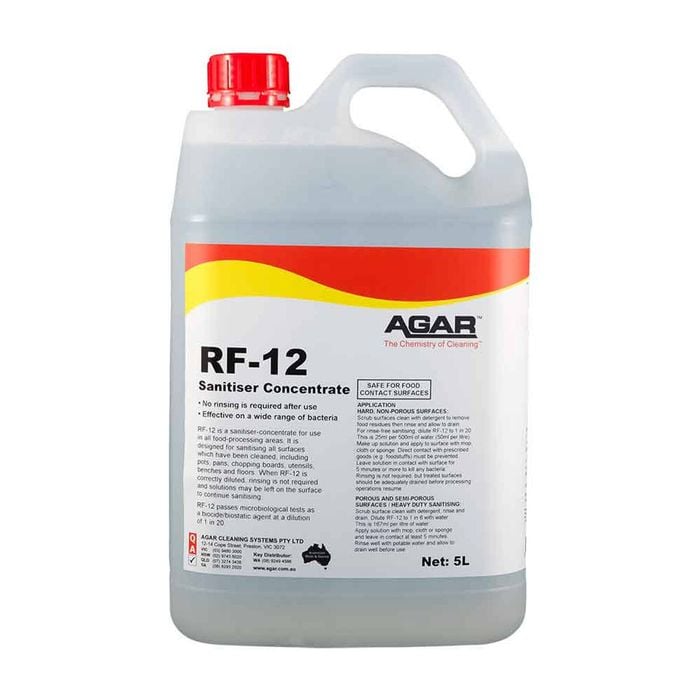 Agar RF12 No Rinse Food Grade Sanitiser for Commercial Kitchens