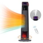 Advwin Ceramic Heater with Flame Humidifier Black