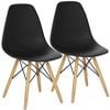 Costway 2x Retro Replica Eames Dsw Dining Chair Wood Side Chair Home Cafe Living Black