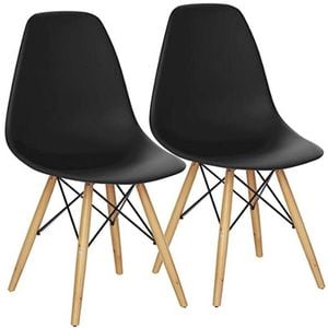 Costway 2x Retro Replica Eames Dsw Dining Chair Wood Side Chair Home Cafe Living Black