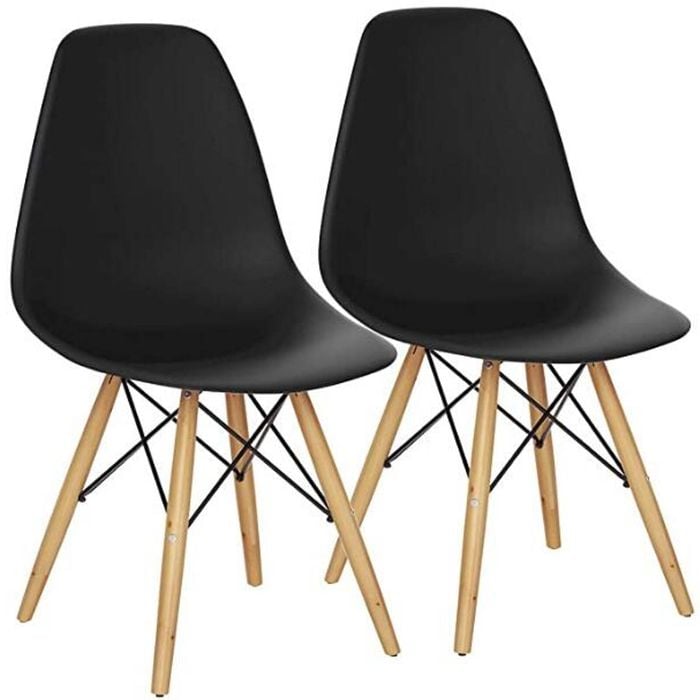 Costway 2x Retro Replica Eames Dsw Dining Chair Wood Side Chair Home Cafe Living Black