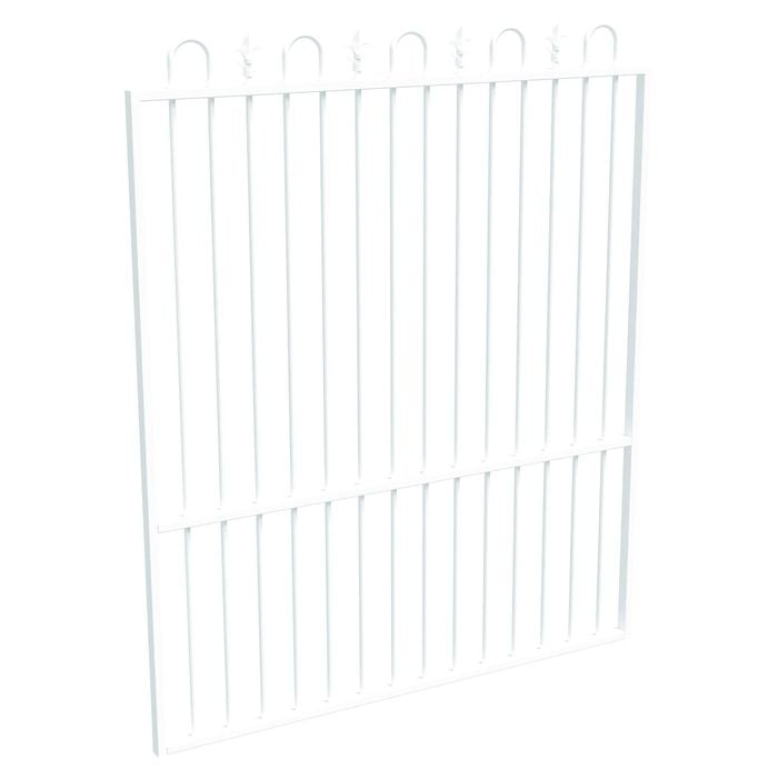 ProtectorAl 1201 - 1500 x 1800mm Pearl White Aluminium Garden Gate Loop and Spear with Mid Rail