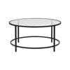 Ihomdec Round Coffee Tables Metal Frame With Top Tempered Glass Black/transparent