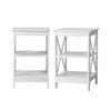 Oikiture 2x Side Table Coffee Bedside Sofa End Tables 3-tier Shelf White