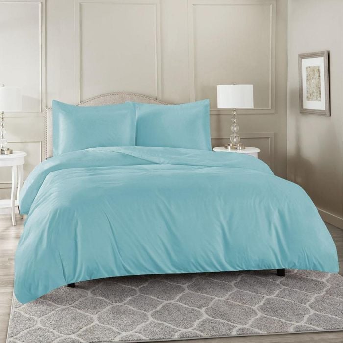 Luxor King Single Aqua Color 1000TC 100% Cotton Quilt Doona Duvet Cover Pillowcase Set