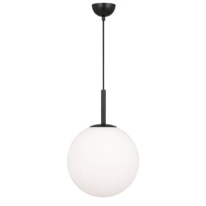 Telbix Bally Modern Pendant Hanging Lamp Light Glass Metal Black Opal Matt
