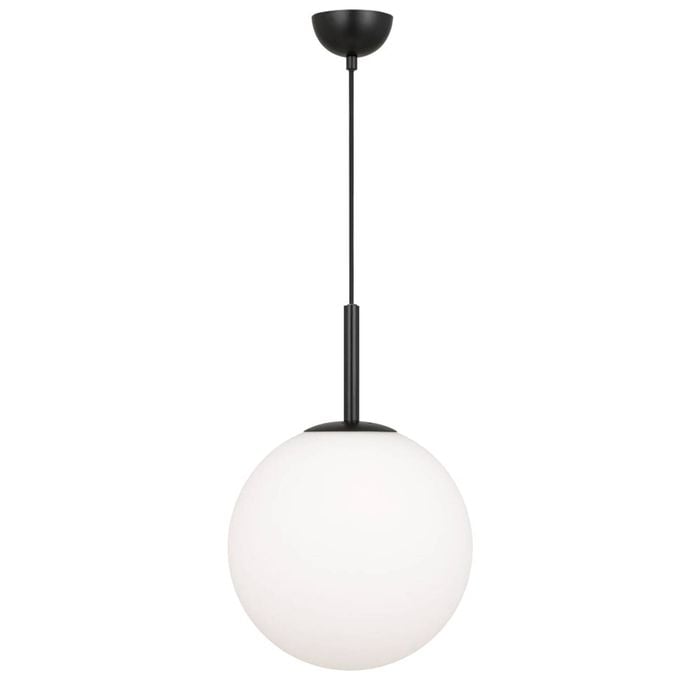 Telbix Bally Modern Pendant Hanging Lamp Light Glass Metal Black Opal Matt