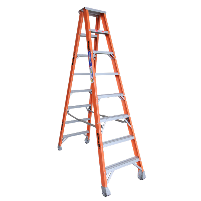 INDALEX 2.4m Industrial Fibreglass 180kg Pro Series Double Sided Step Ladder