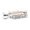 Balmoral 2.5M Teak Top Aluminium Table With 2 Bench Seats And 5 Chairs