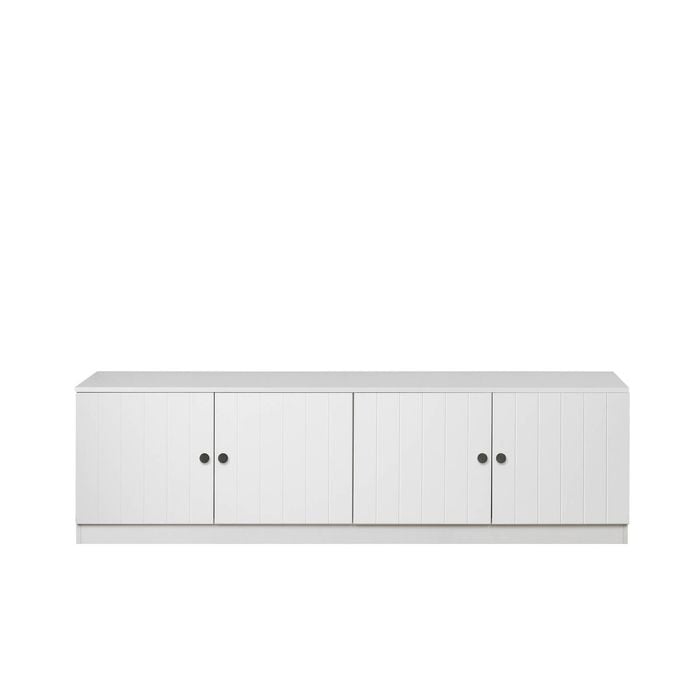 European Cabinetry White VJ Panel Round Black Handles Bucharest TV Unit