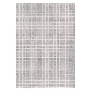 Loopsie-180cm X 120cm-zeb Grey And Ivory Plaid Washable Rug