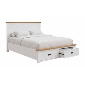 Queen Bed Frame Miami White Colour Sturdy Construction Storage Drawers