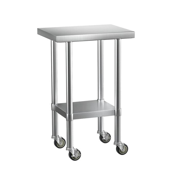 Cefito Stainless Steel Kitchen Benches Work Bench Wheels 61X46CM 430 ...