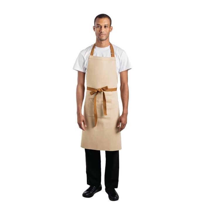 Southside Bib Apron Khaki Beige 700x1000mm Commercial Hospitality Kitchen Chef