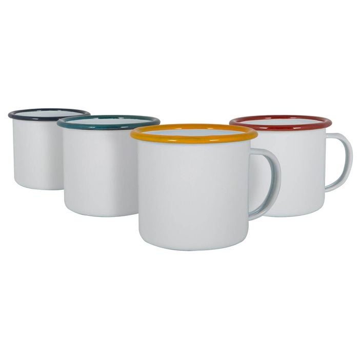 Argon Tableware 130ml Enamel Espresso Cup Set  - 4 Colours Metal Drinking Mugs Teacup Coffee Mug Set Hot, Cold Drinks Cups