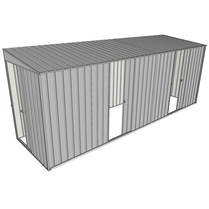 Build-a-Shed 1.5 x 5.2 x 2m Dual Single Sliding Side Door Skillion Shed - Zinc