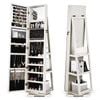 Costway Rotating Jewelry Cabinet Organizer Jewellery Storage Shelf W/full-length Mirror 
White