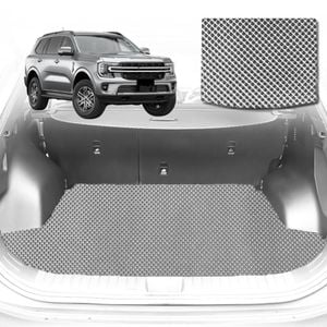6D Diamond Car Boot Mat for Ford Everest UA 2022-Current-(3rd Row folded/5 seater)-Cargo Mat-Grey-Outback GT