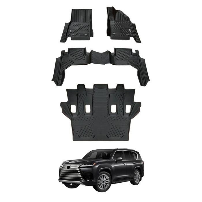 AUSGO 3-Row Set Car Floor Mats for LEXUS LX Series LX500d LX600 2021-Onwards 7-Seat Floor Liners