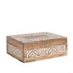 Willow & Silk Handmade 22.5cm Wooden Rectangular Trinket Storage Box