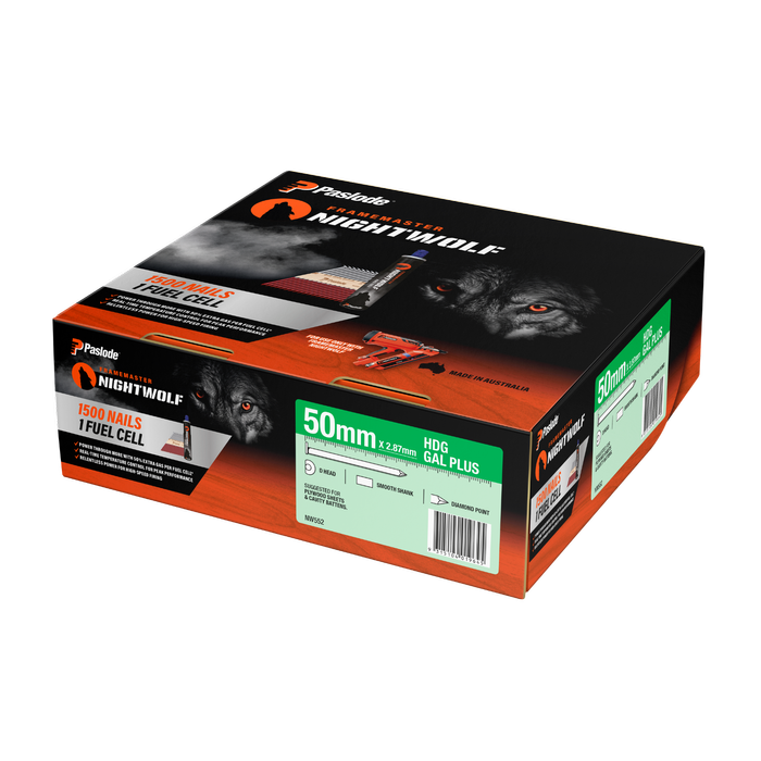Paslode 50 x 2.87mm NightWolf HD Galv D-Head Smooth Nail - 1500 Pack
