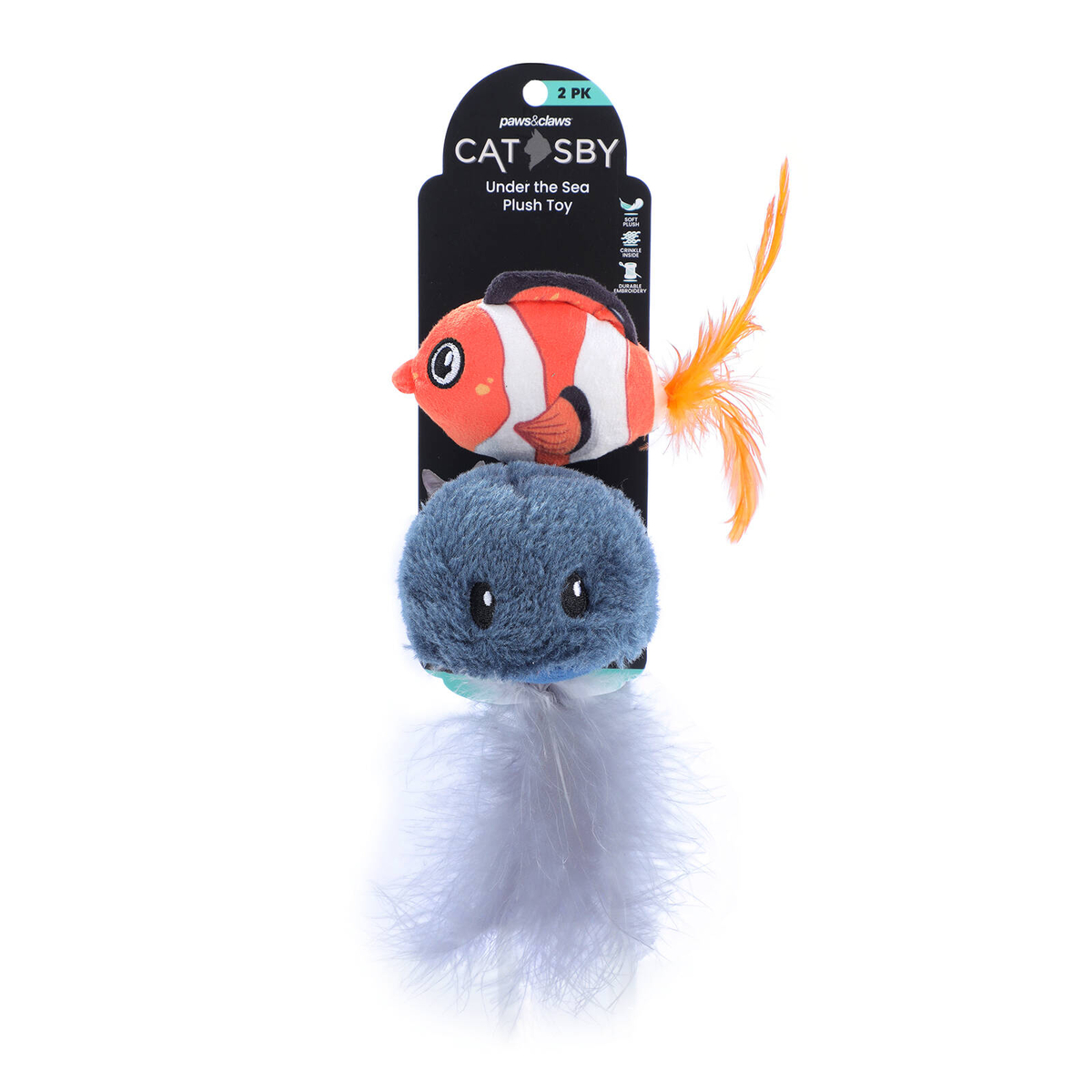 Paws & Claws 10 x 5 x 5cm Catsby Sea Life Cat Toy - 2 Pack - Bunnings ...